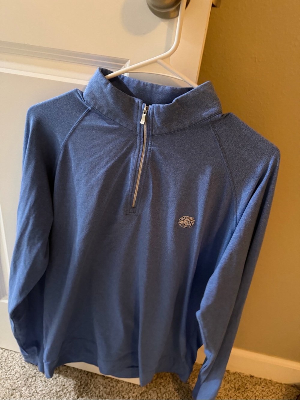 Men's Light Blue Half-Zip Pullover Sweater